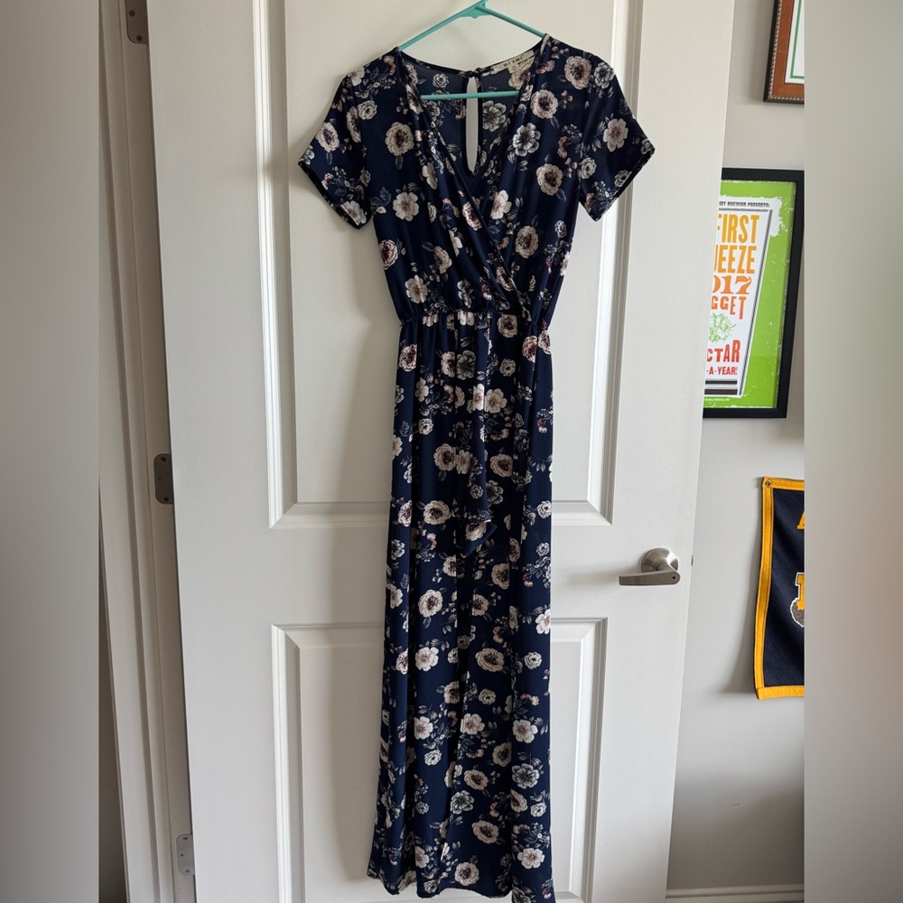 Floral High Low Wrap Romper Dress